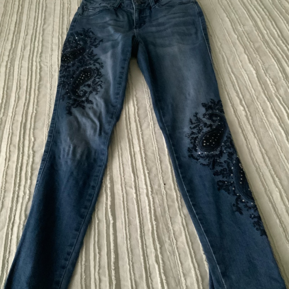 Embroidered Blue Women's Jeans